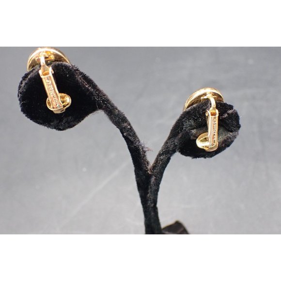 Christian Dior Oval Gold Tone Clip Earrings with Faux Pearl signed - Picture 2 of 5